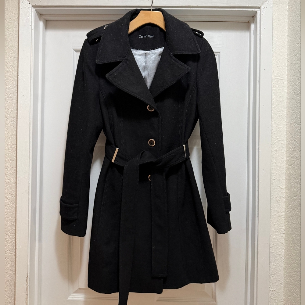 Calvin Klein Women's Elegant Black Trench Coat